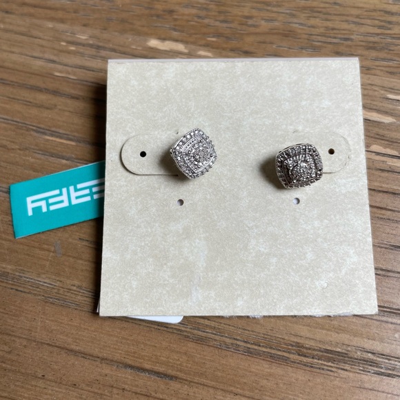 Effy Sterling Silver Pavé Diamond Cushion Stud Earrings - Picture 2 of 5